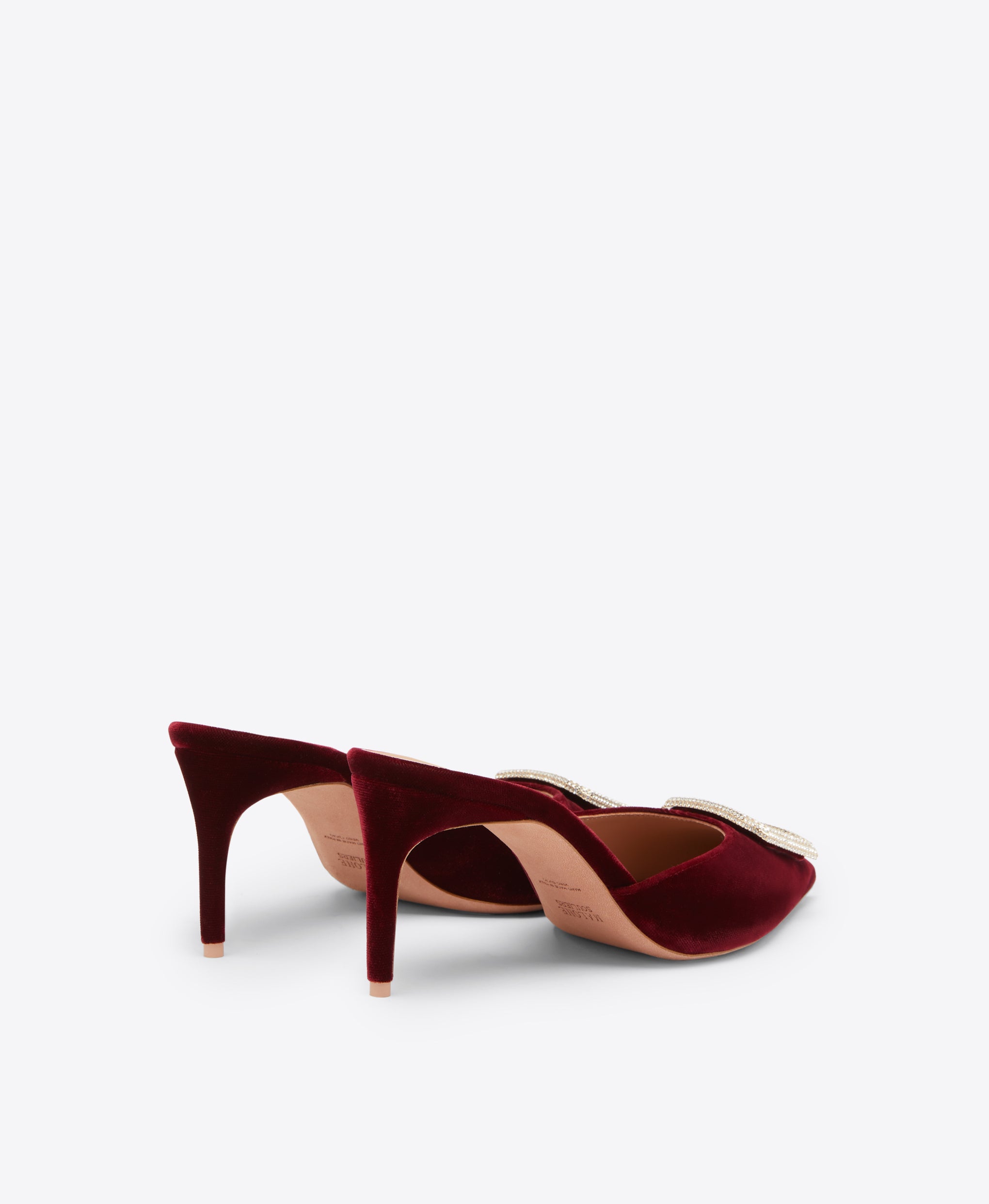 Mona 70 Red Velvet Mules with Crystal Crest Malone Souliers