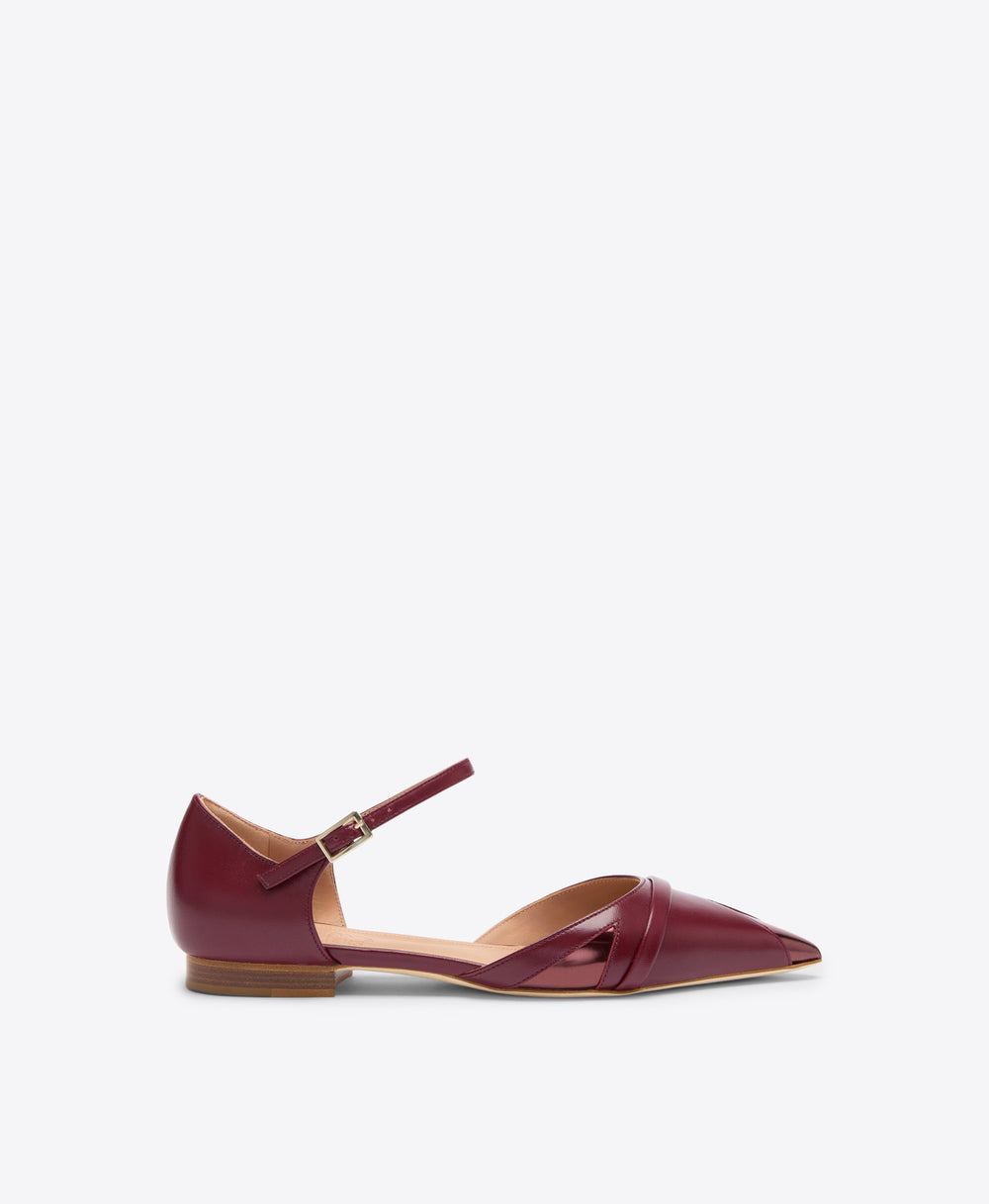 Ulla Flat Red Leather Pumps with Mirror Leather Malone Souliers