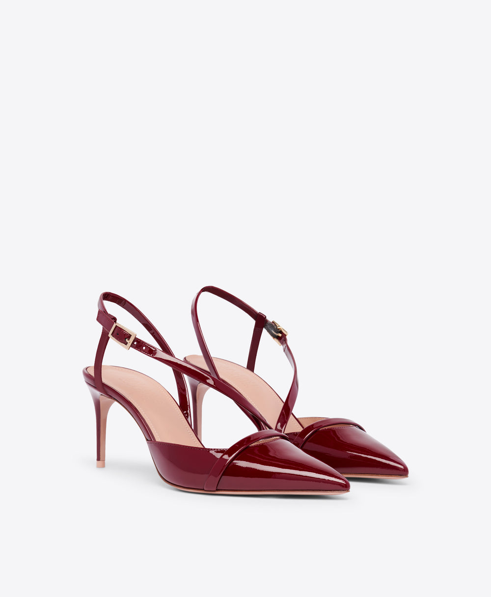 Valeria 70 Bordeaux Patent Leather Slingbacks Malone Souliers