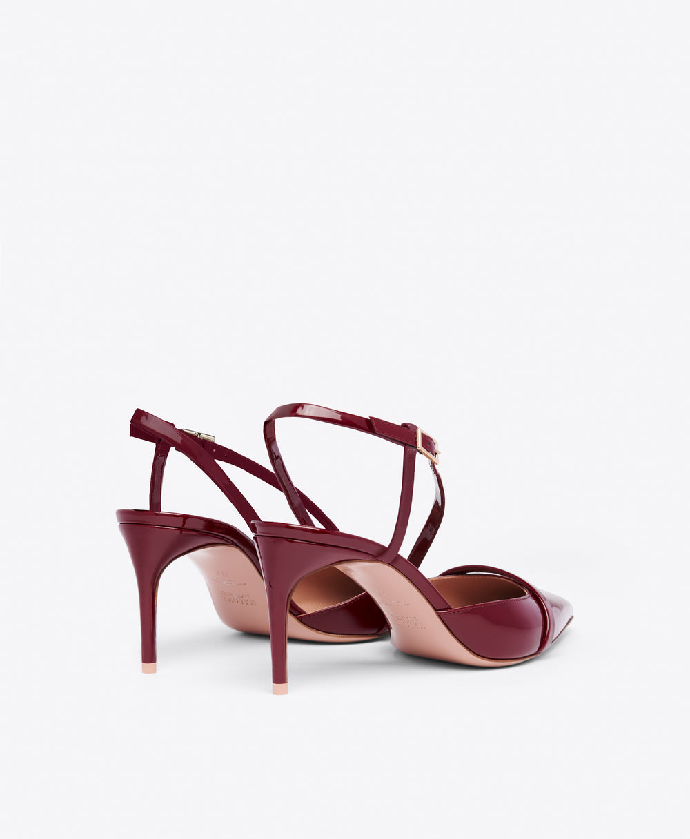 Valeria 70 Bordeaux Patent Leather Slingbacks Malone Souliers