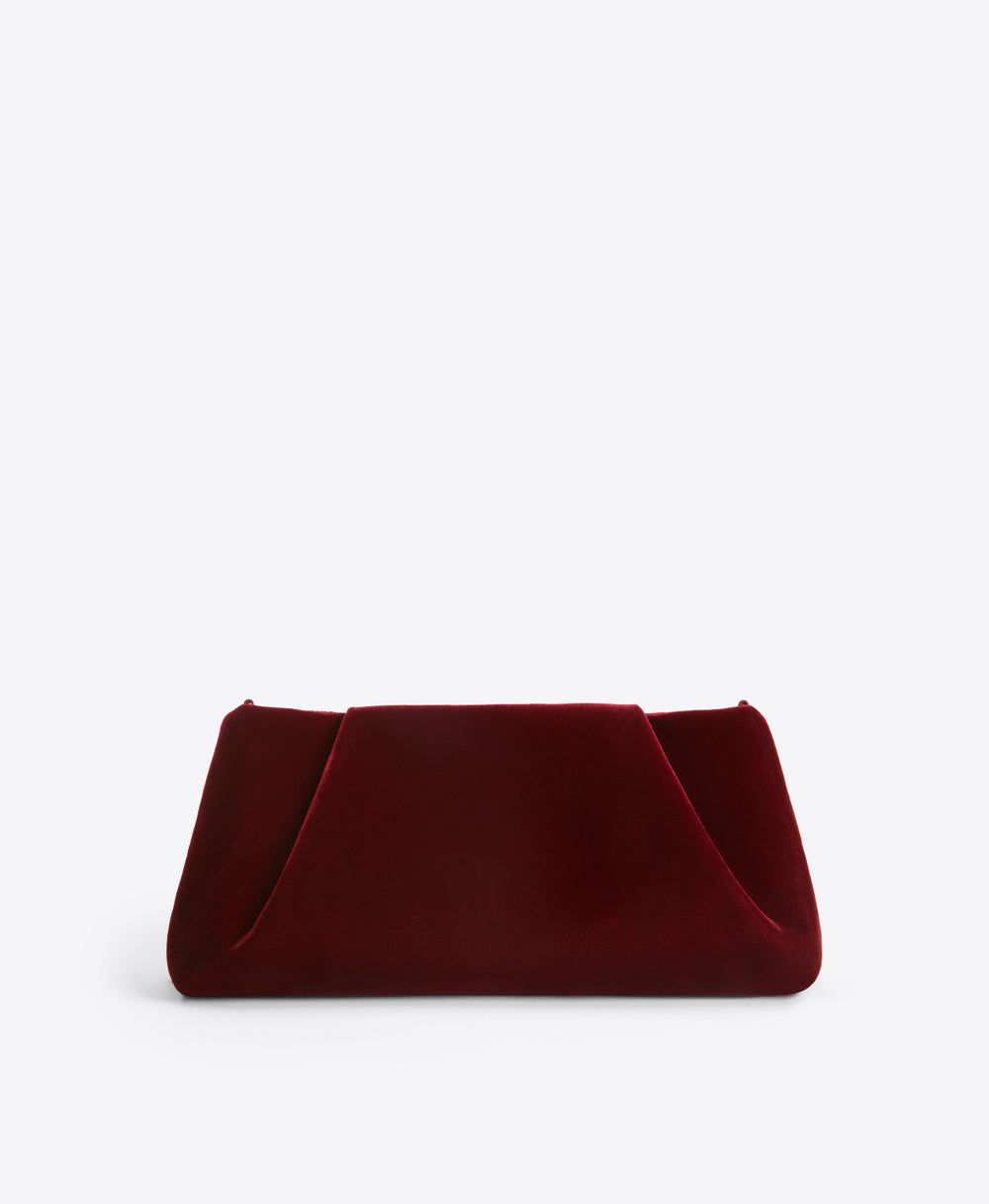 Vittoria Red Velvet Clutch Bag with Buckle Malone Souliers